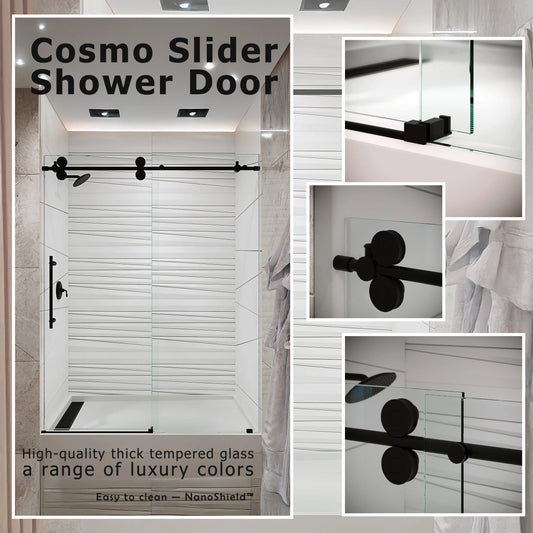 Cosmo Matte Black Sliding Shower Door including Installation (NJ)