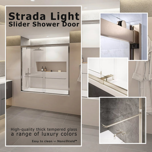 Strada Light Polished Chrome Sliding Shower Door including Installation (NJ)