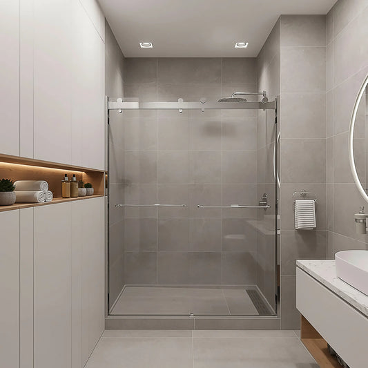 Verona Light Polished Chrome Bypass Sliding Shower Door (NJ)