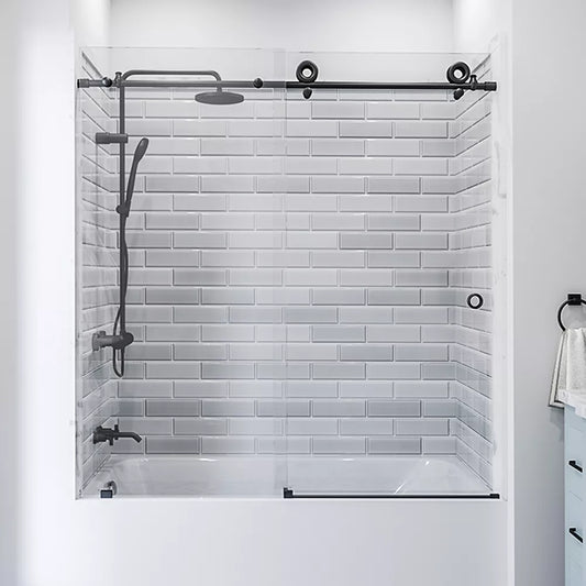 Crystal Matte Black Sliding Shower Door (NJ)