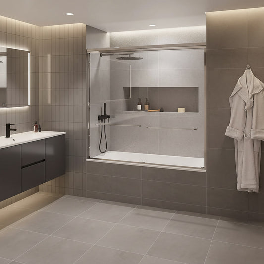 Strada Light Polished Chrome Sliding Shower Door (NJ)