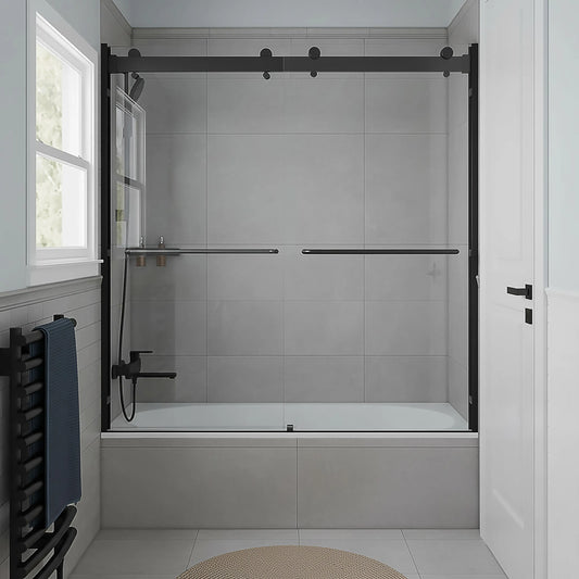 Verona Light Matte Black Bypass Sliding Shower Door (NJ)