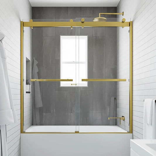 Mara Satin Gold Bypass Sliding Shower Door (NJ)
