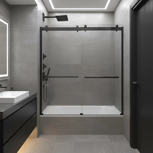 Mara Matte Black Bypass Sliding Shower Door (NJ)