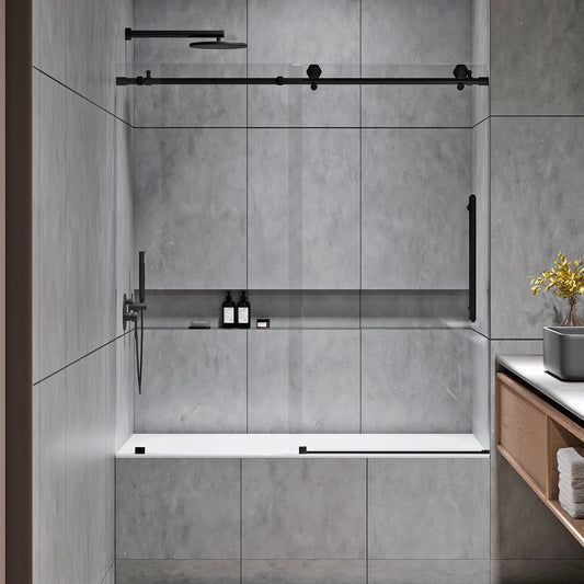 Diamond Matte Black Sliding Shower Door (NJ)