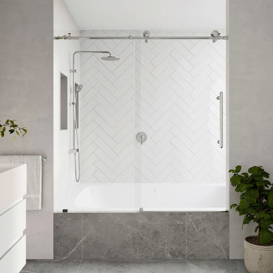 Diamond Polished Stainless Sliding Shower Door (NJ)