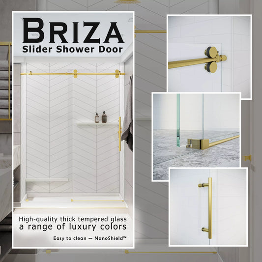 Briza Satin Gold Sliding Shower Door including Installation (NJ)
