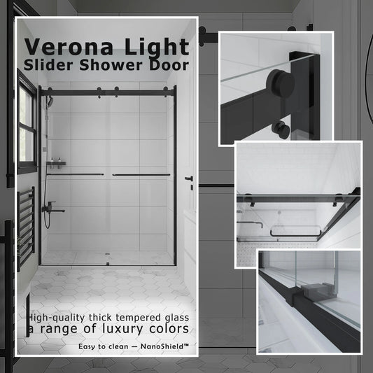 Verona Light Matte Black Bypass Sliding Shower Door including Installation (NJ)