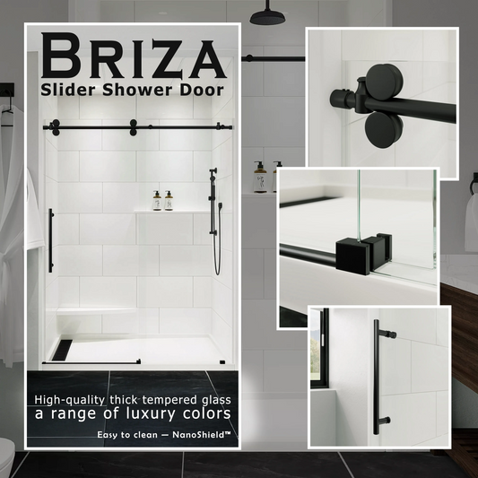 Briza Matte Black Sliding Shower Door including Installation (NJ)