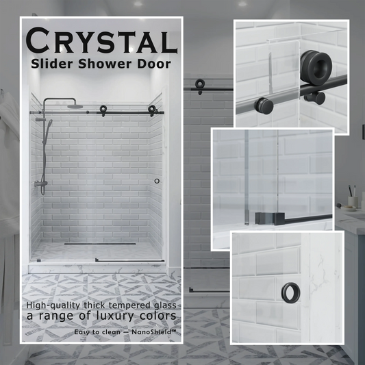 Crystal Matte Black Sliding Shower Door including Installation (NJ)
