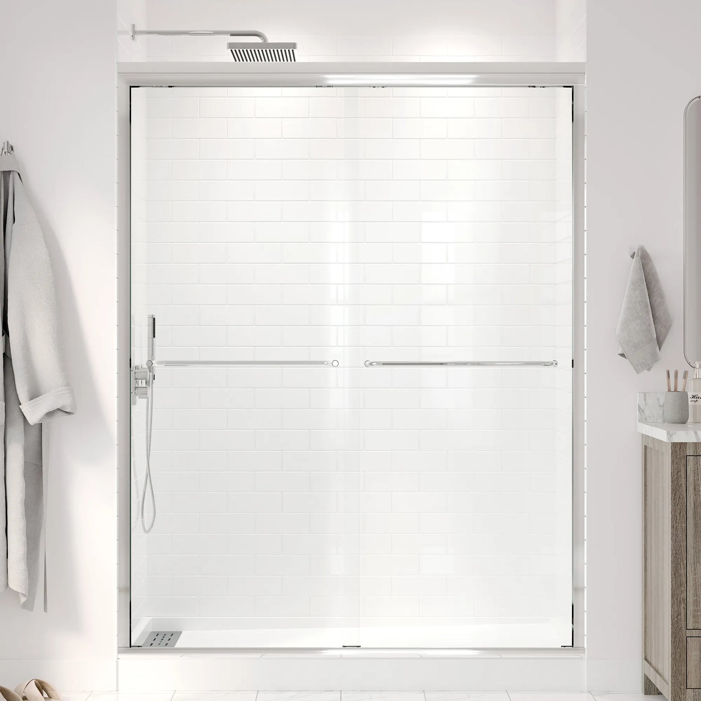 Strada Polished Chrome Bypass Sliding Shower Door including Installation (NJ)