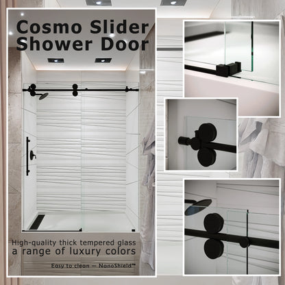 Cosmo Matte Black Sliding Shower Door including Installation (NJ)