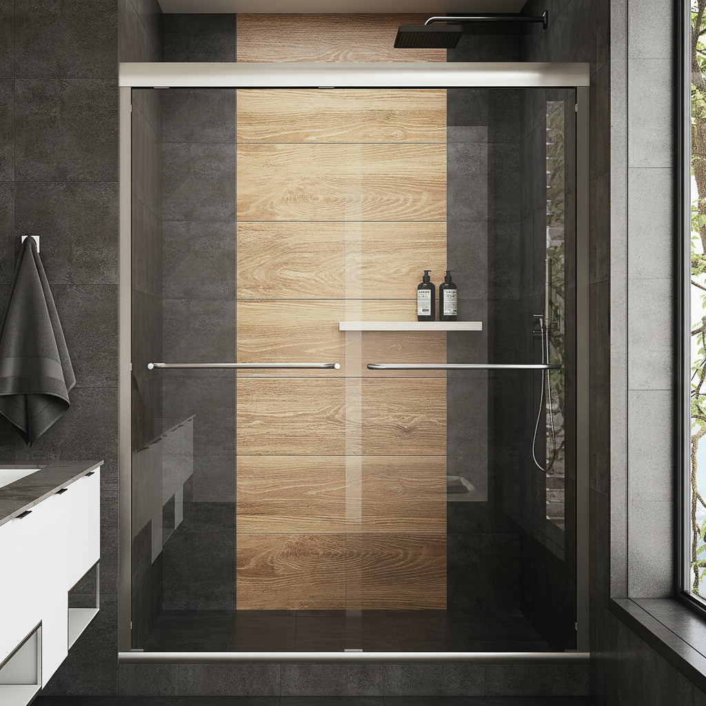 Strada Brushed Nickel Bypass Sliding Shower Door including Installation (NJ)