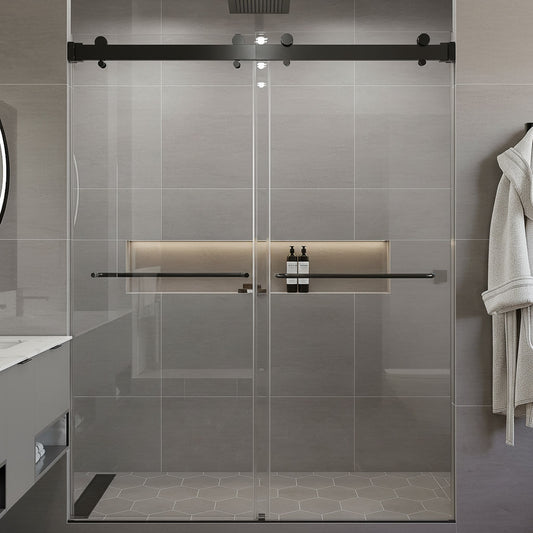 Verona Air Matte Black Bypass Sliding Shower Door (NJ)