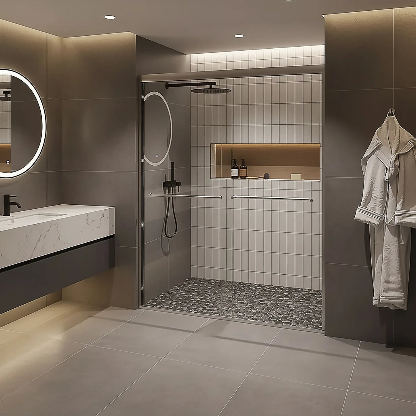 Strada Light Brushed Nickel Sliding Shower Door including Installation (NJ)