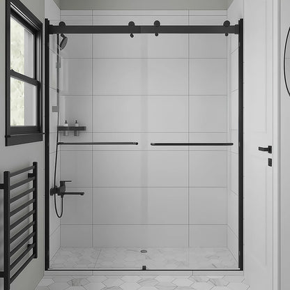 Verona Light Matte Black Bypass Sliding Shower Door (NJ)