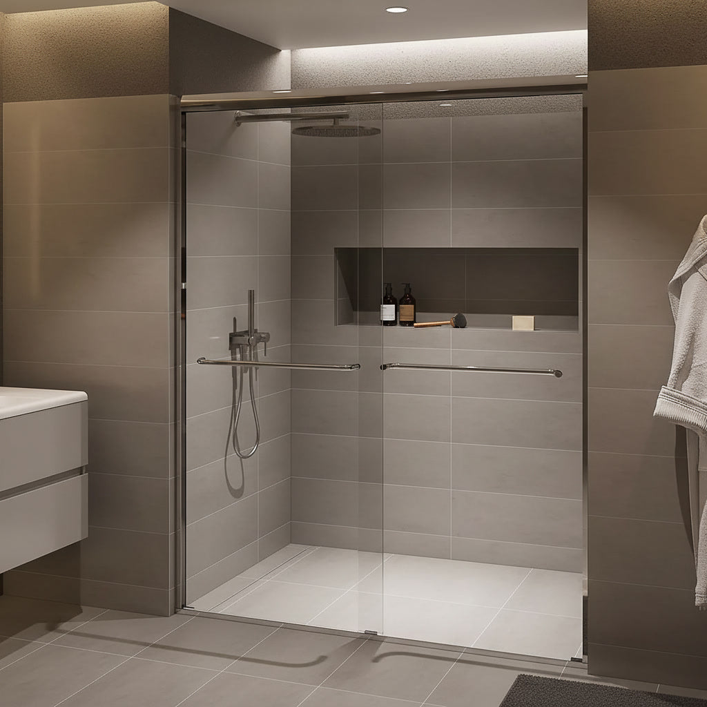 Strada Light Polished Chrome Sliding Shower Door including Installation (NJ)