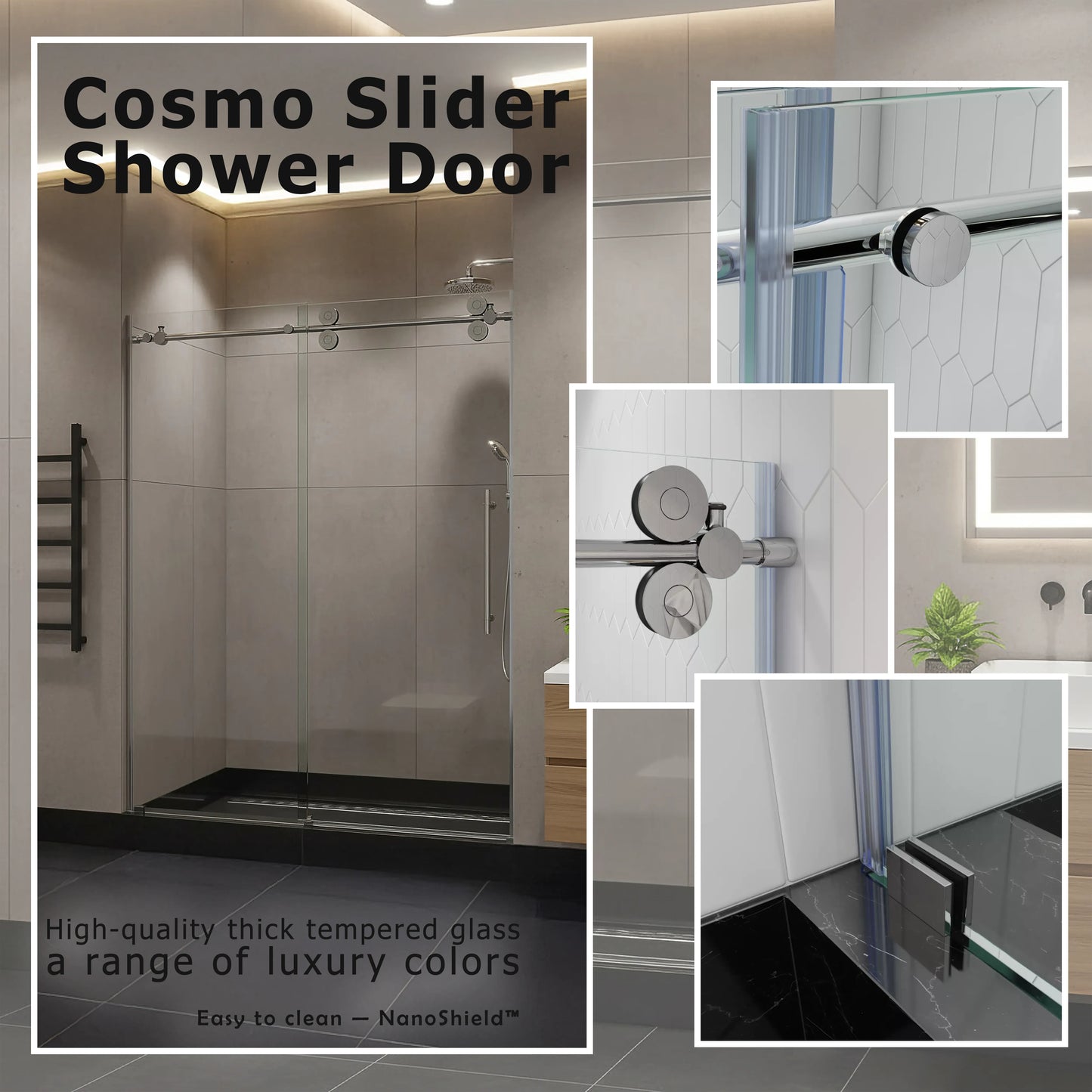 Cosmo Polished Stainless Sliding Shower Door including Installation (NJ)