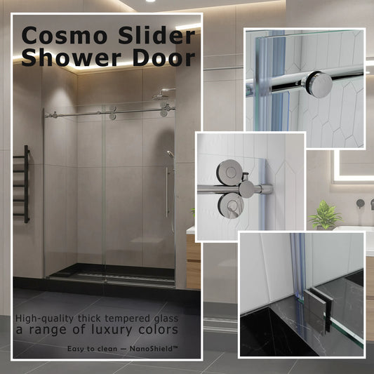 Cosmo Polished Stainless Sliding Shower Door including Installation (NJ)
