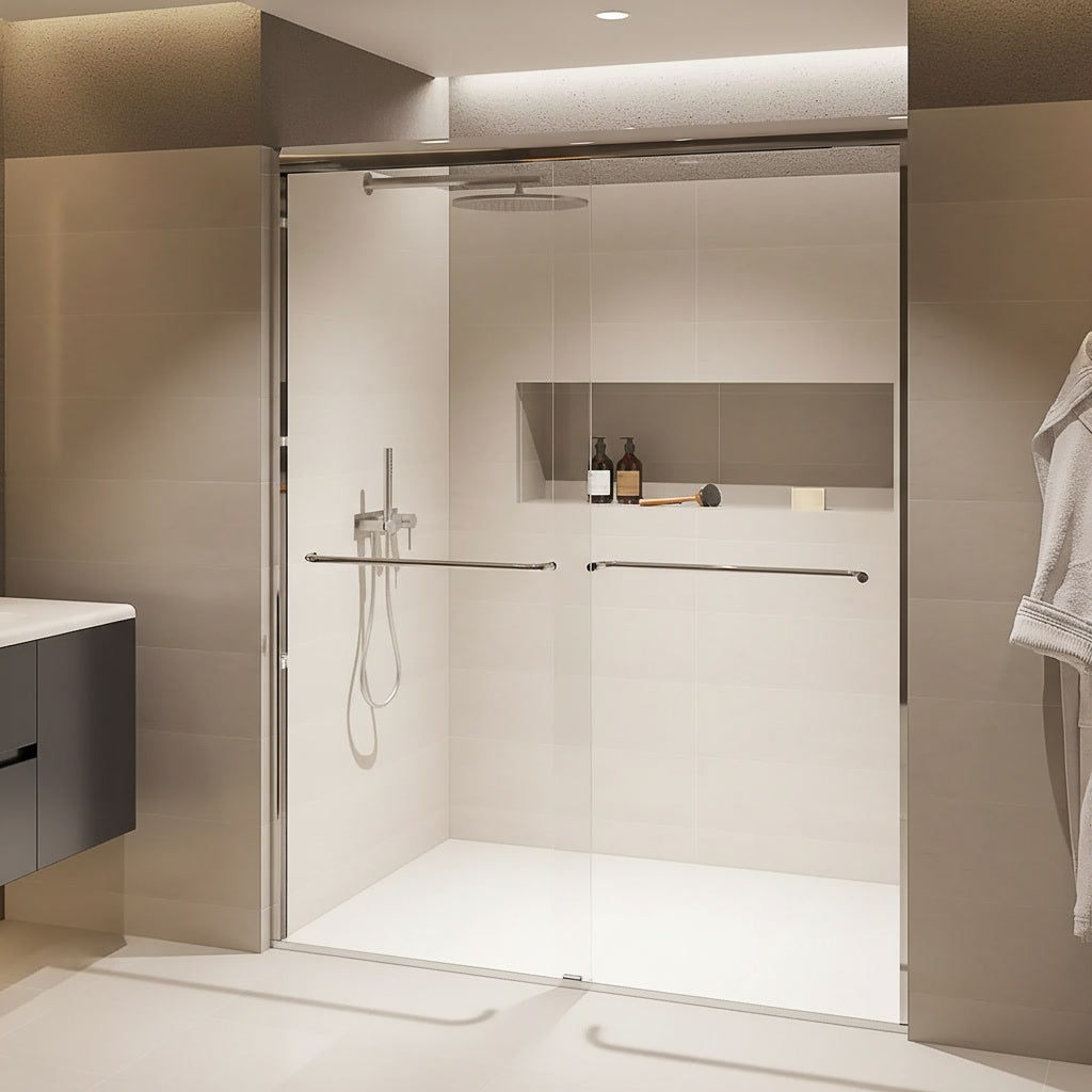 Strada Light Polished Chrome Sliding Shower Door including Installation (NJ)