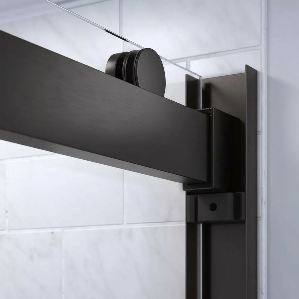 Strada Light Matte Black Sliding Shower Door including Installation (NJ)