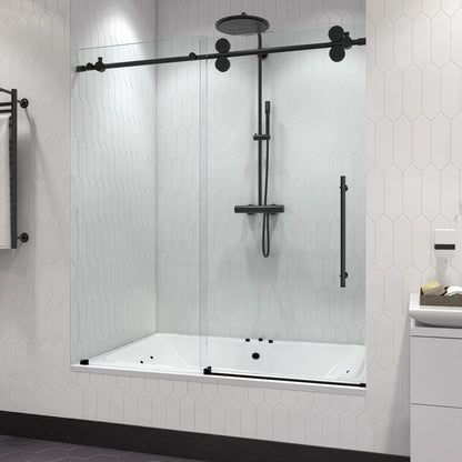 Cosmo Matte Black Frameless Sliding Shower Door (NJ)