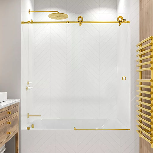 Crystal Satin Gold Sliding Shower Door (NJ)