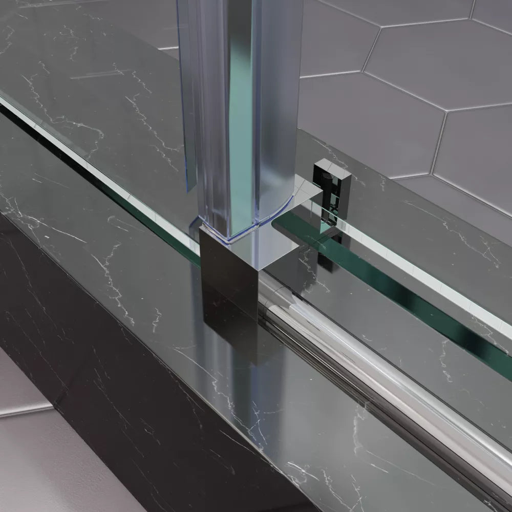 Cosmo Polished Stainless Frameless Sliding Shower Door (NJ)