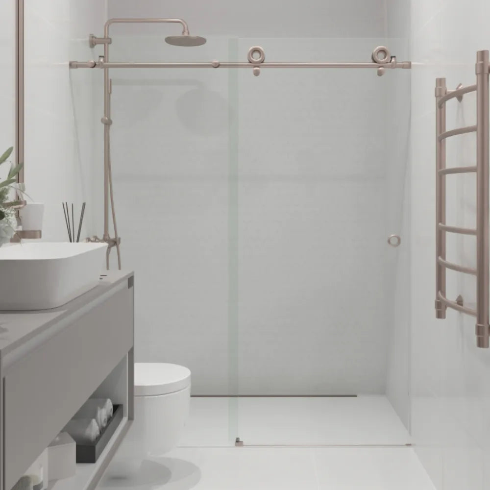 Crystal Brushed Stainless Sliding Shower Door (NJ)