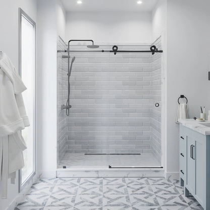 Crystal Matte Black Sliding Shower Door (NJ)