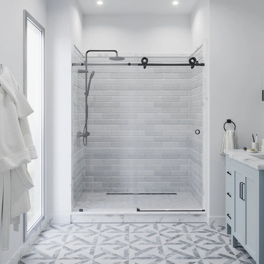 Crystal Matte Black Sliding Shower Door (NJ)