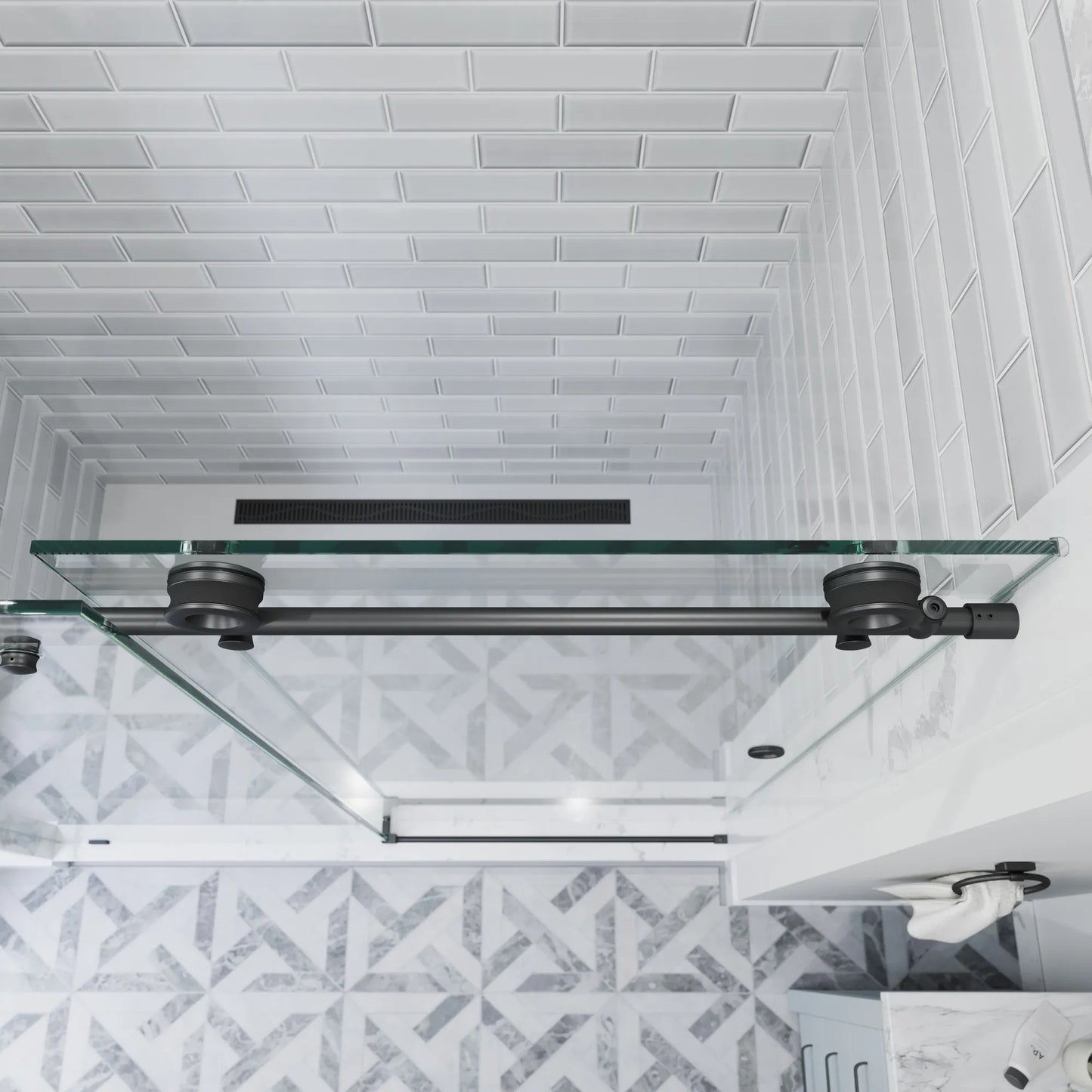 Crystal Matte Black Sliding Shower Door (NJ)