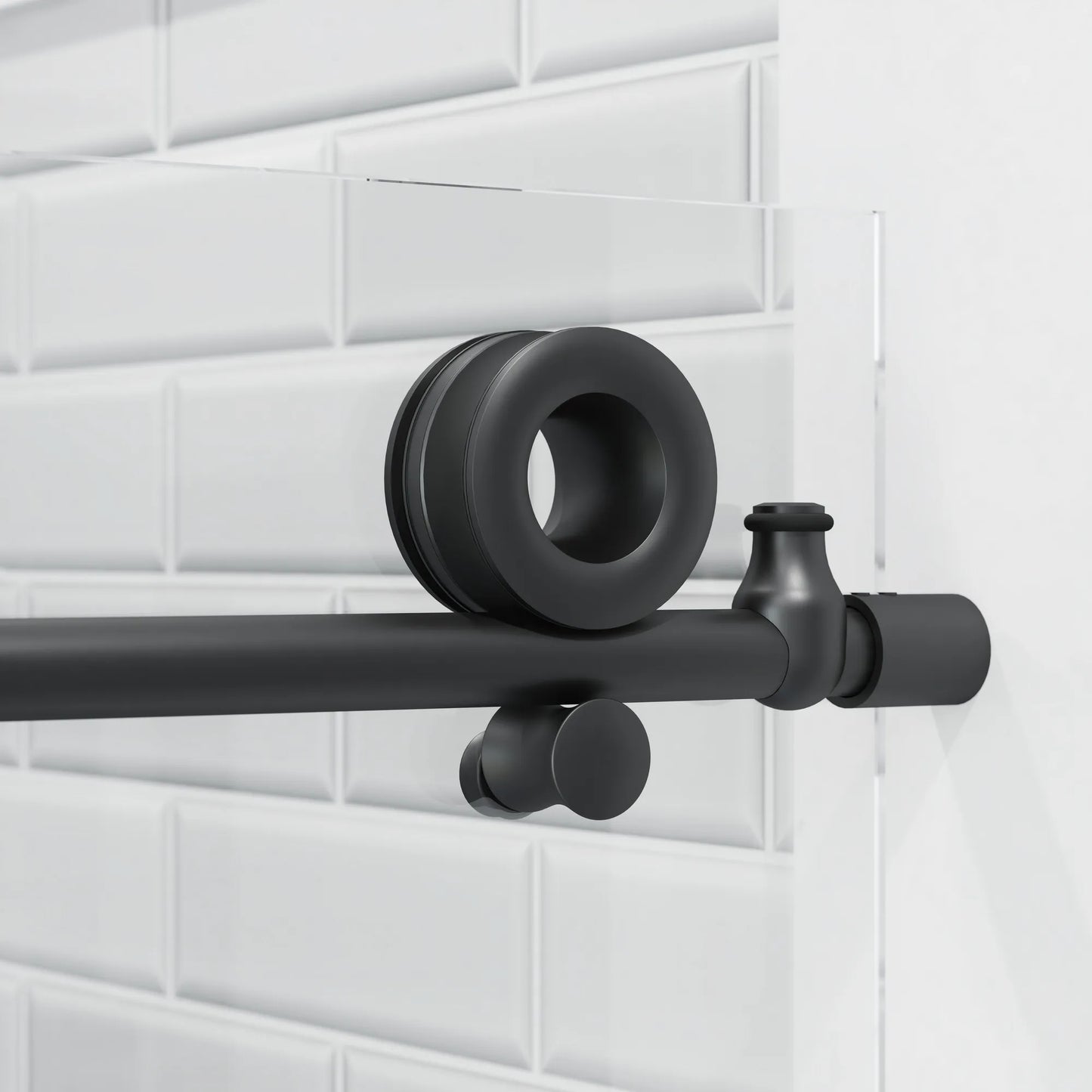 Crystal Matte Black Sliding Shower Door (NJ)