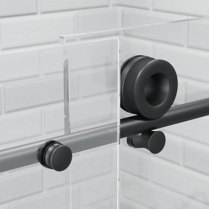 Crystal Matte Black Sliding Shower Door (NJ)