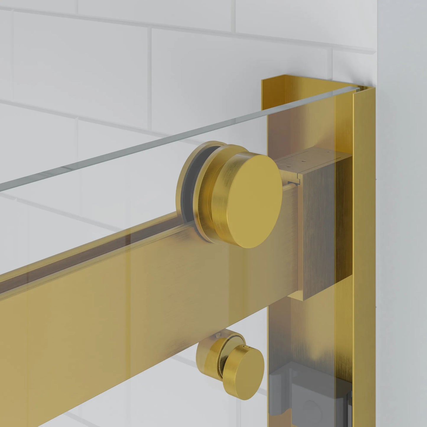 Verona Light Satin Gold Bypass Sliding Shower Door including Installation (NJ)
