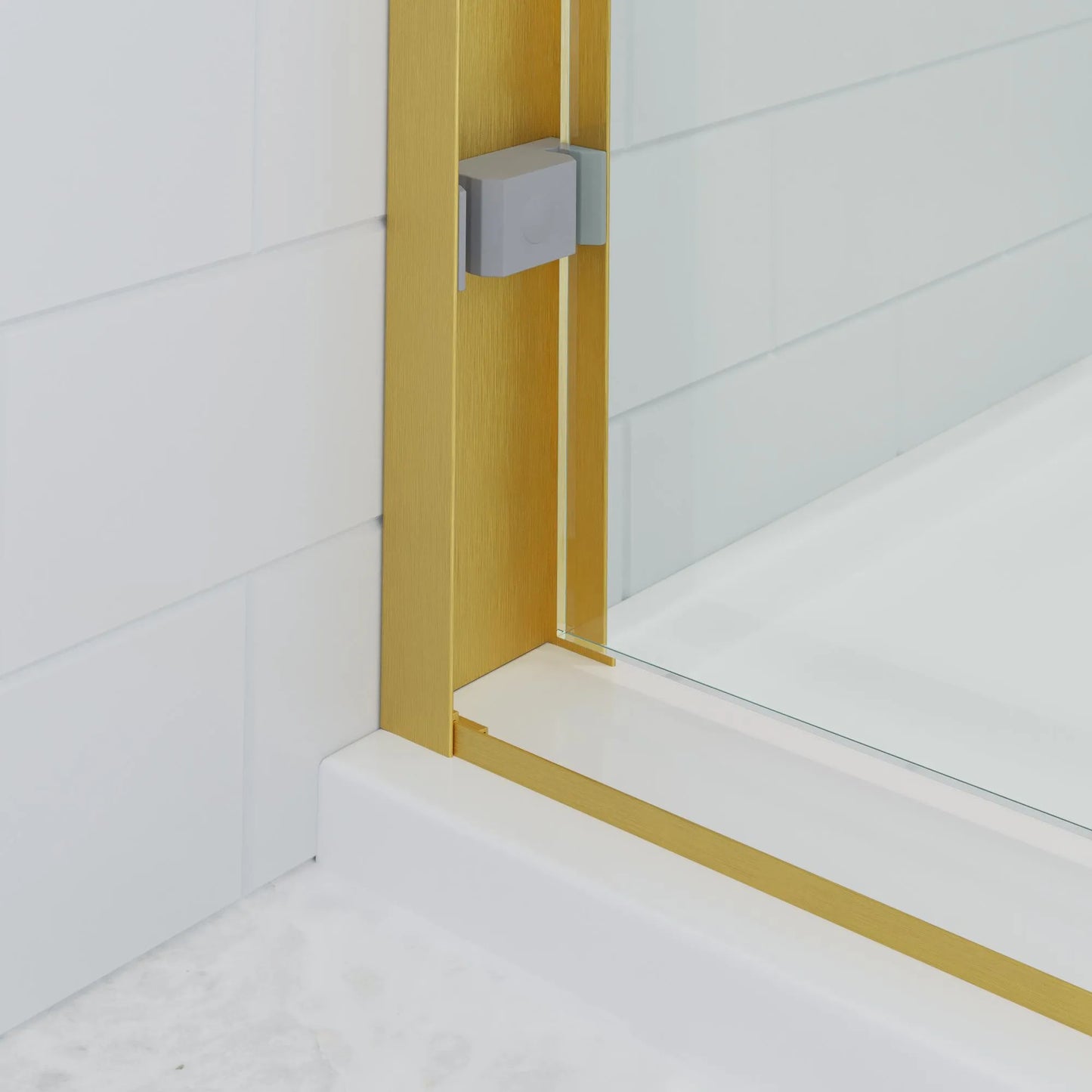 Verona Light Satin Gold Bypass Sliding Shower Door including Installation (NJ)