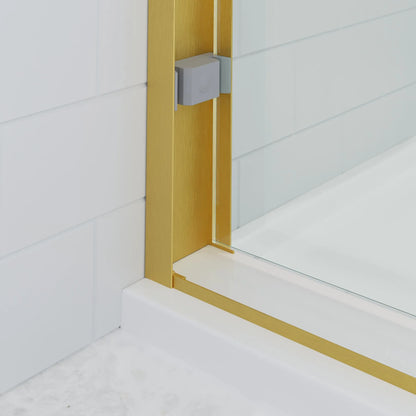 Verona Light Satin Gold Bypass Sliding Shower Door including Installation (NJ)