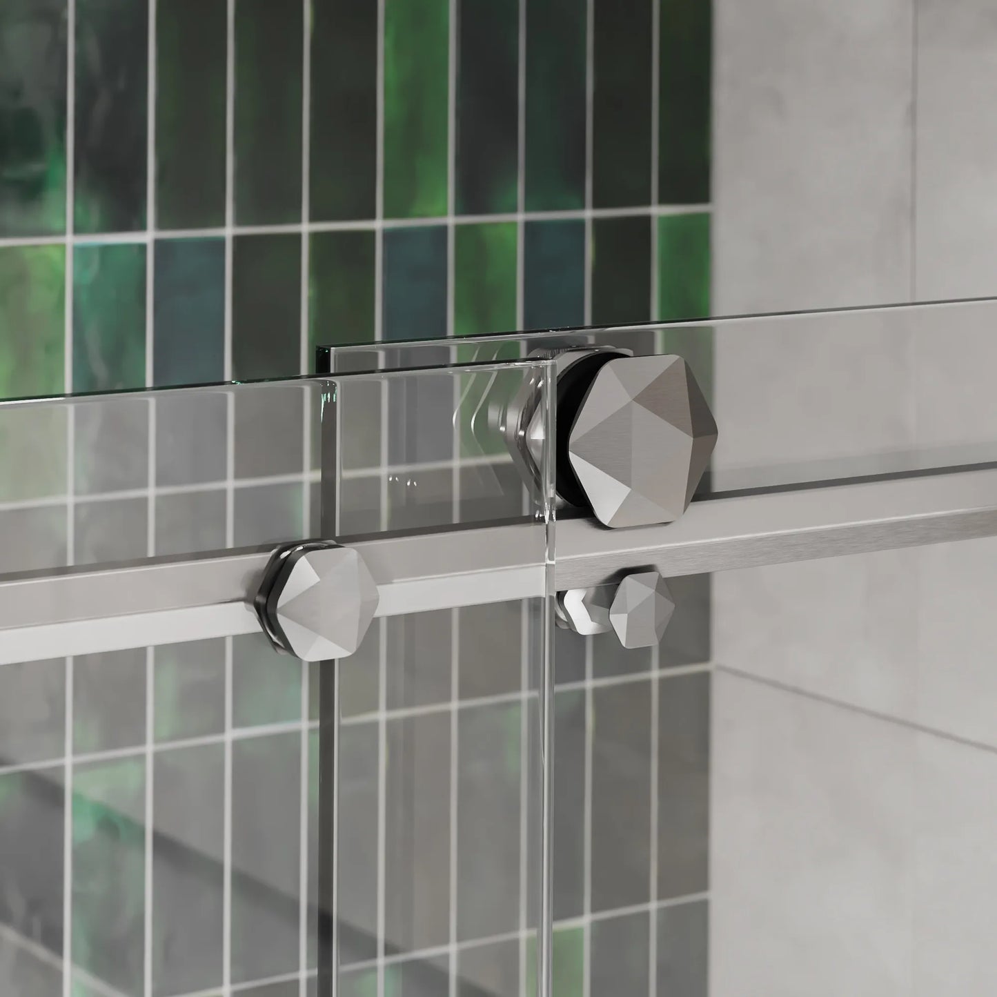 Diamond Brushed Stainless Sliding Shower Door (NJ)