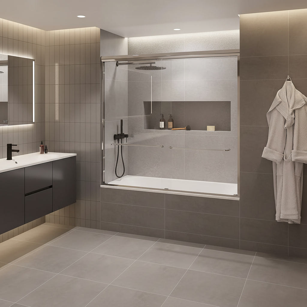 Strada Light Polished Chrome Sliding Shower Door including Installation (NJ)