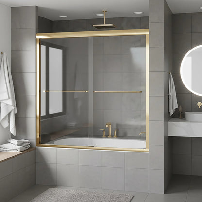 Strada Satin Gold Bypass Sliding Shower Door including Installation (NJ)