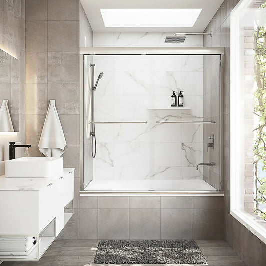 Strada Brushed Nickel Bypass Sliding Shower Door (NJ)