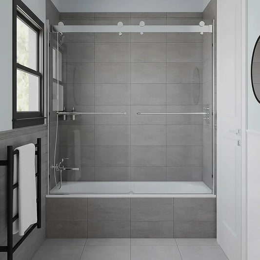Verona Light Polished Chrome Bypass Sliding Shower Door (NJ)