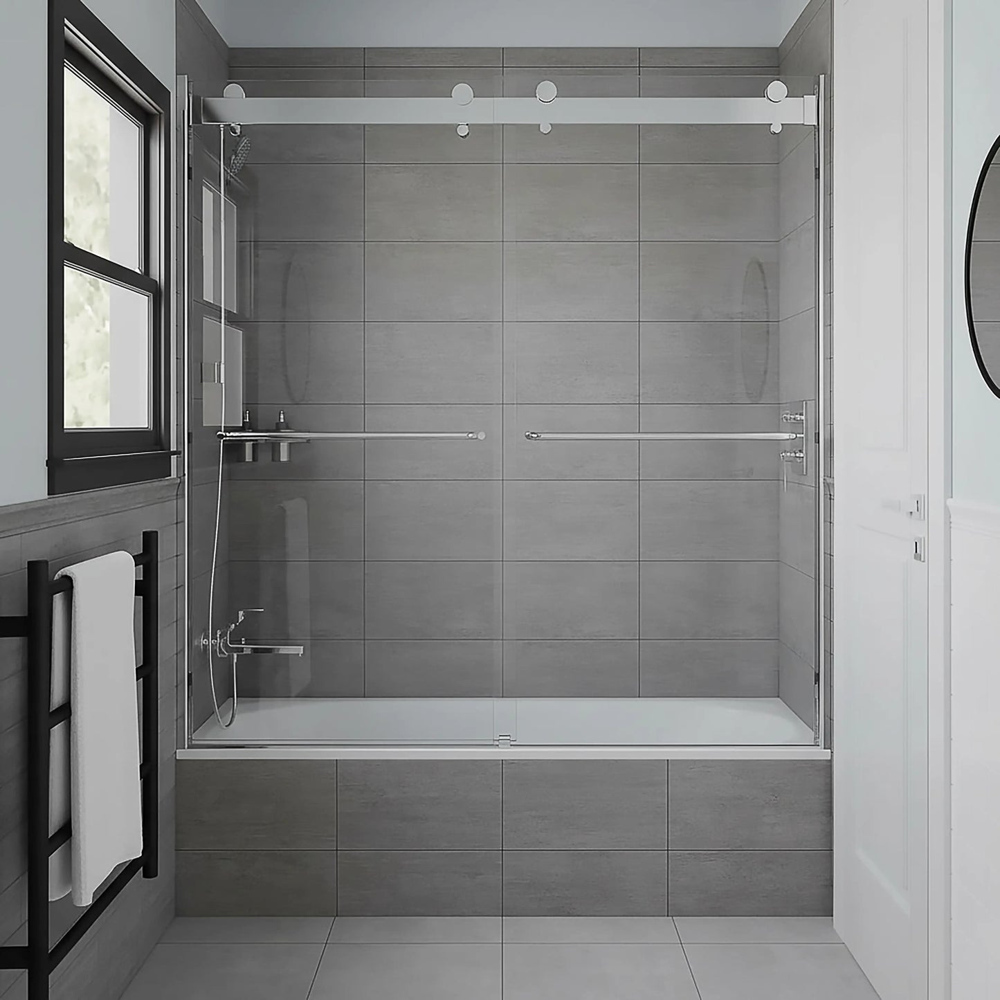 Verona Light Polished Chrome Bypass Sliding Shower Door (NJ)