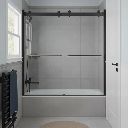 Verona Light Matte Black Bypass Sliding Shower Door (NJ)
