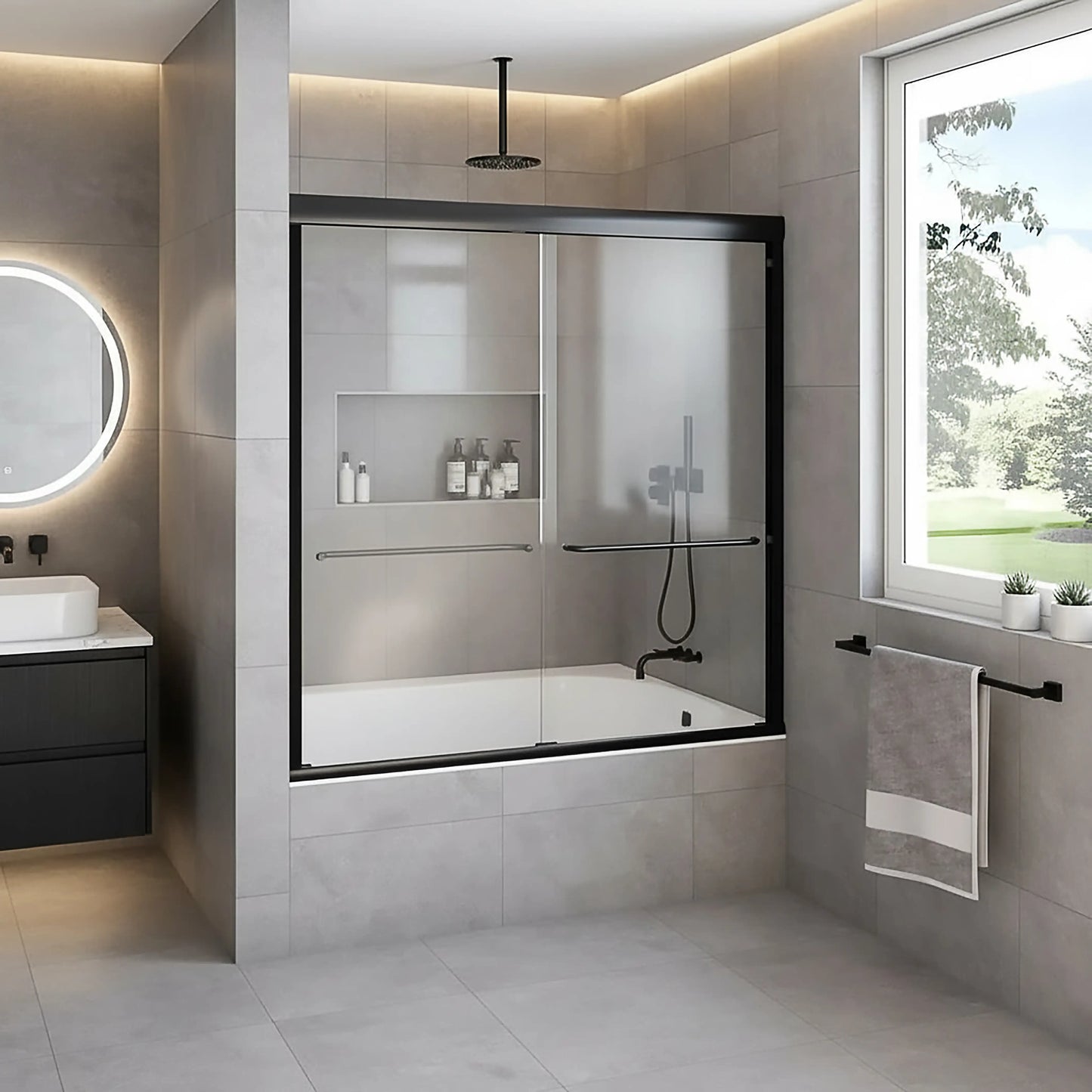 Strada Matte Black Bypass Sliding Shower Door including Installation (NJ)