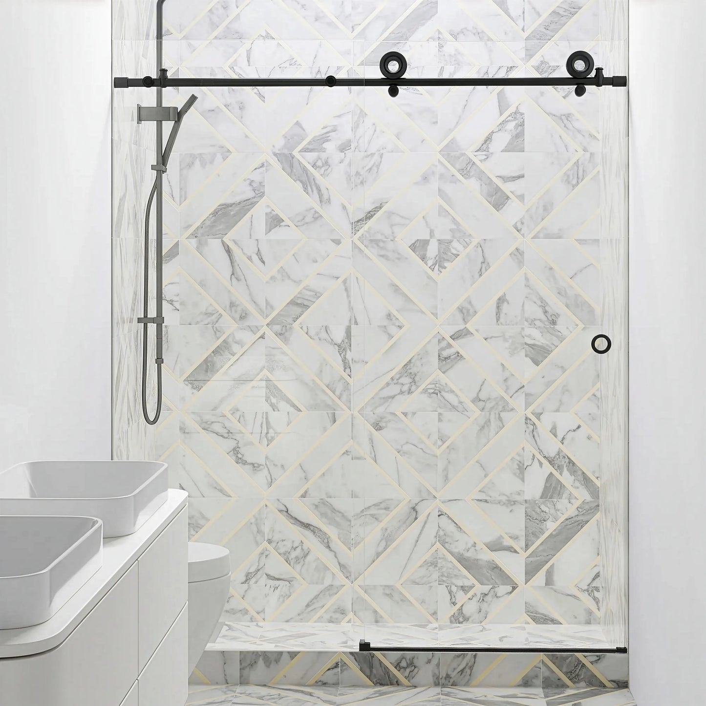 Hugo Matte Black Sliding Shower Door (NJ)