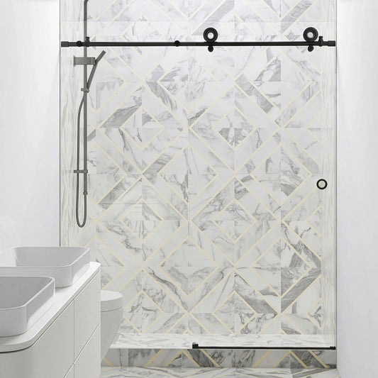 Hugo Matte Black Sliding Shower Door (NJ)