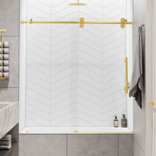 Briza Satin Gold Sliding Shower Door (NJ)