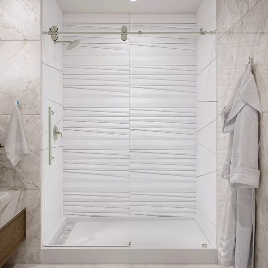 Briza Brushed Stainless Sliding Shower Door (NJ)
