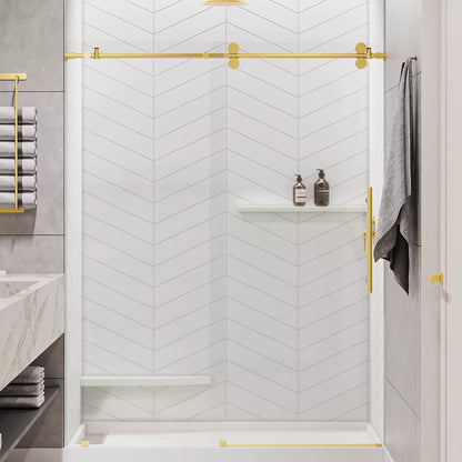 Briza Satin Gold Sliding Shower Door (NJ)